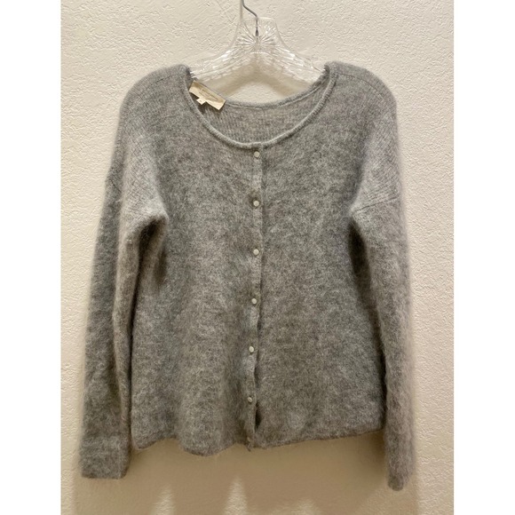 SEZANE Gaspar Cardigan Grey Super Kid Mohair Baby Alpaca Button Front Cardigan M - Picture 3 of 12